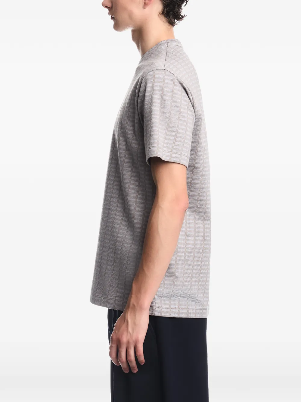 Emporio Armani jersey jacquard knit-effect T-shirt Grijs