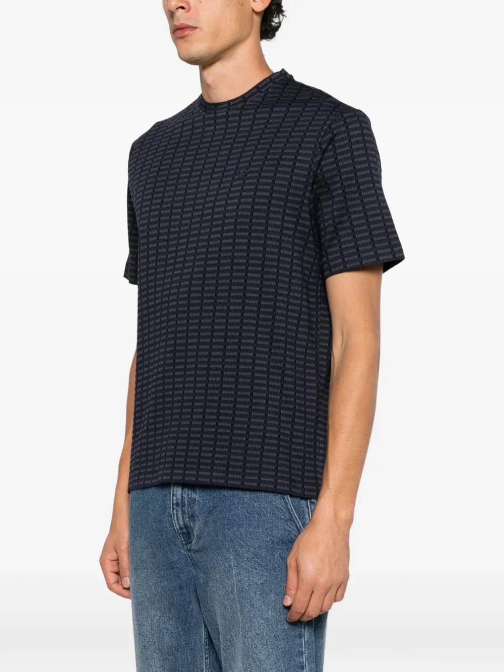 Emporio Armani geometric-pattern T-shirt Blauw