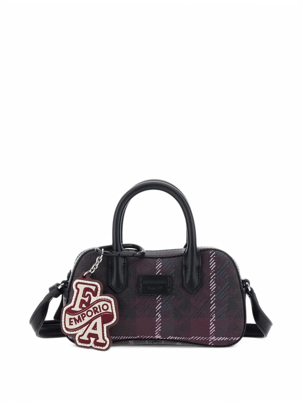 Emporio Ar i Kids check-pattern logo-patch tote bag Paars