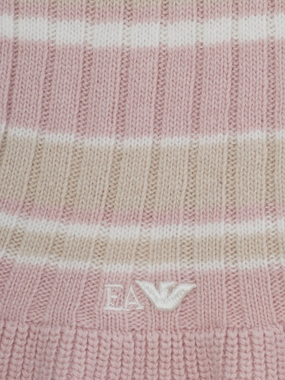 Emporio Armani Kids striped ruffle-trim beanie hat and scarf set Roze