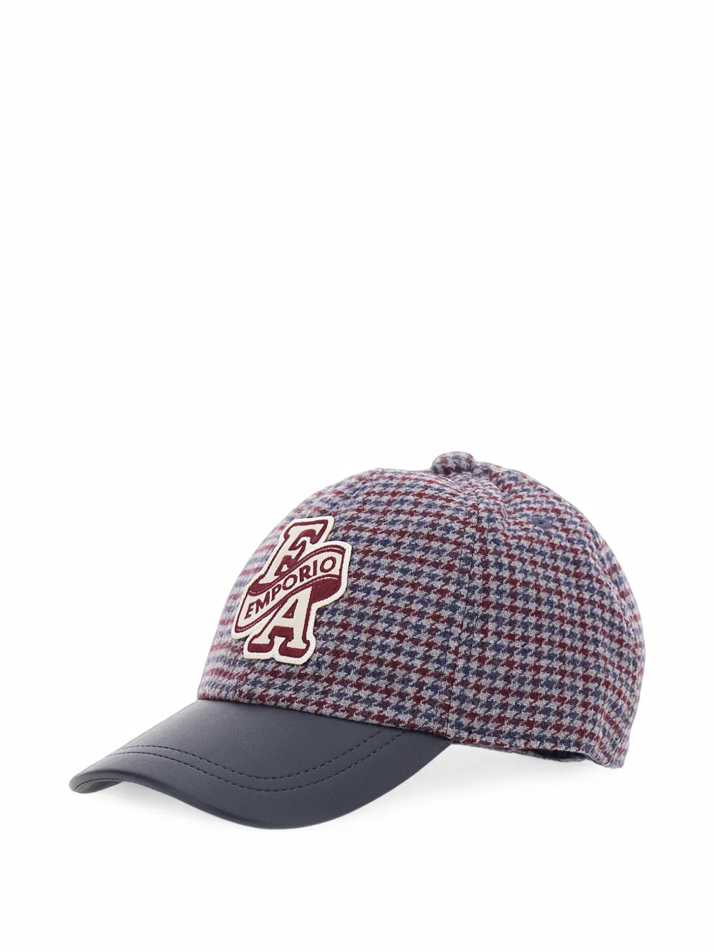 Emporio Ar i Kids houndstooth-patterned logo-patch baseball cap Blauw