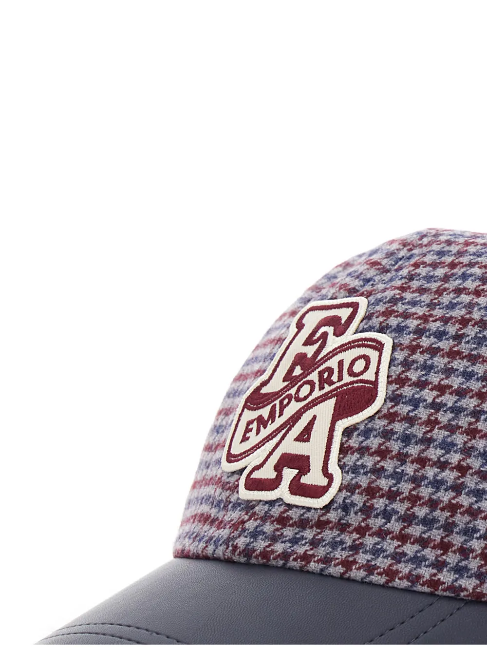 Emporio Armani Kids houndstooth-patterned logo-patch baseball cap Blauw