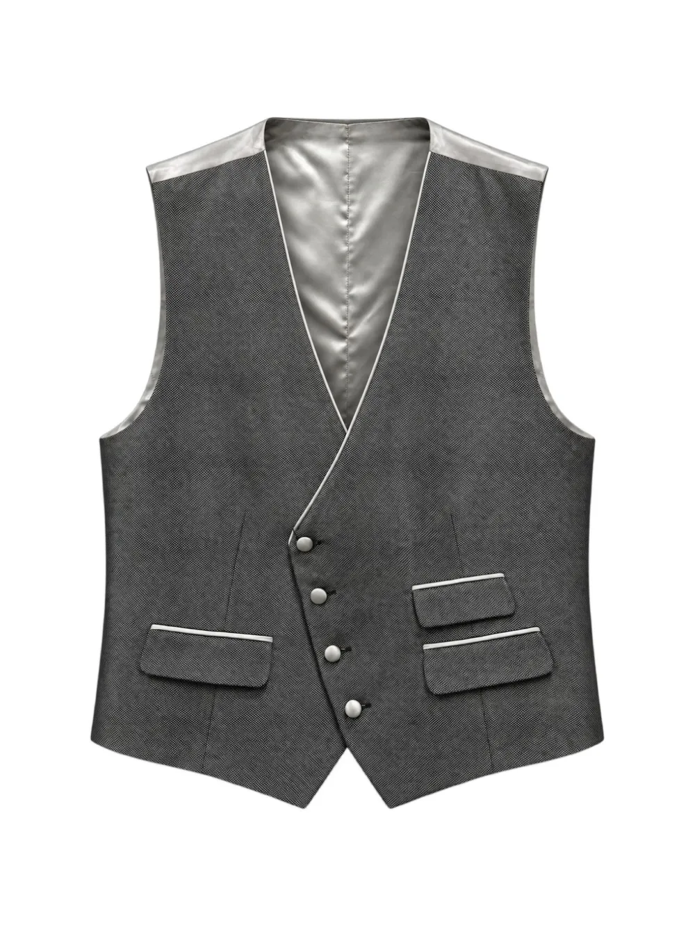 RAMON SANJURJO asymmetric-fastening piped waistcoat - Grigio