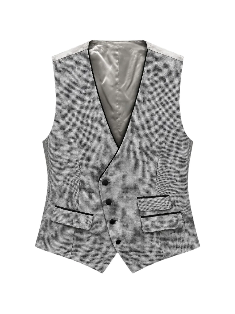 RAMON SANJURJO micro-patterned asymmetric waistcoat - Grigio