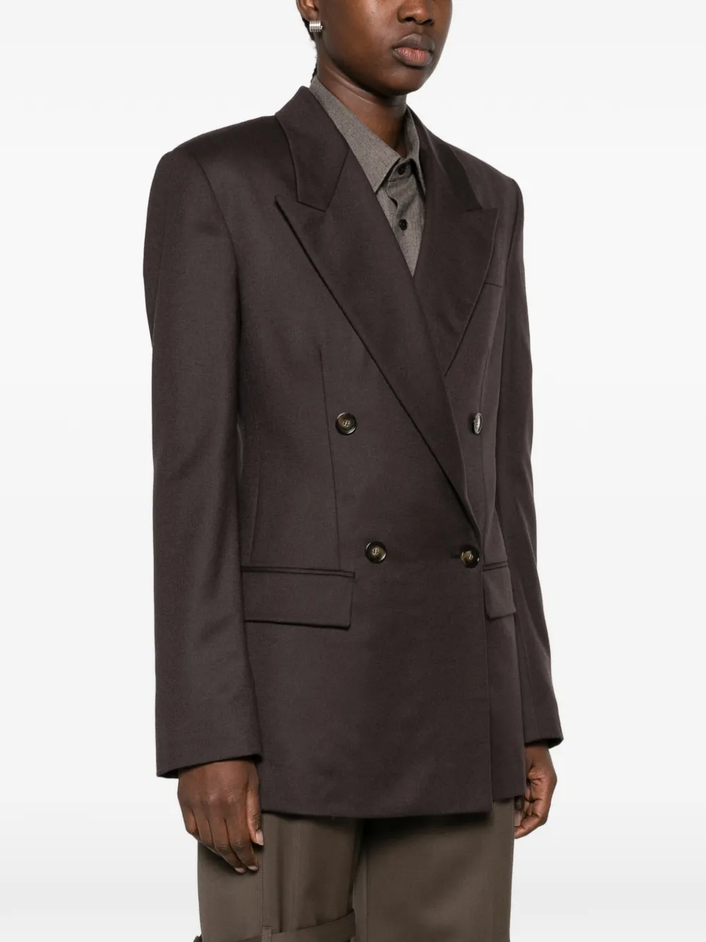 Stella McCartney double-breasted peak-lapel blazer Bruin
