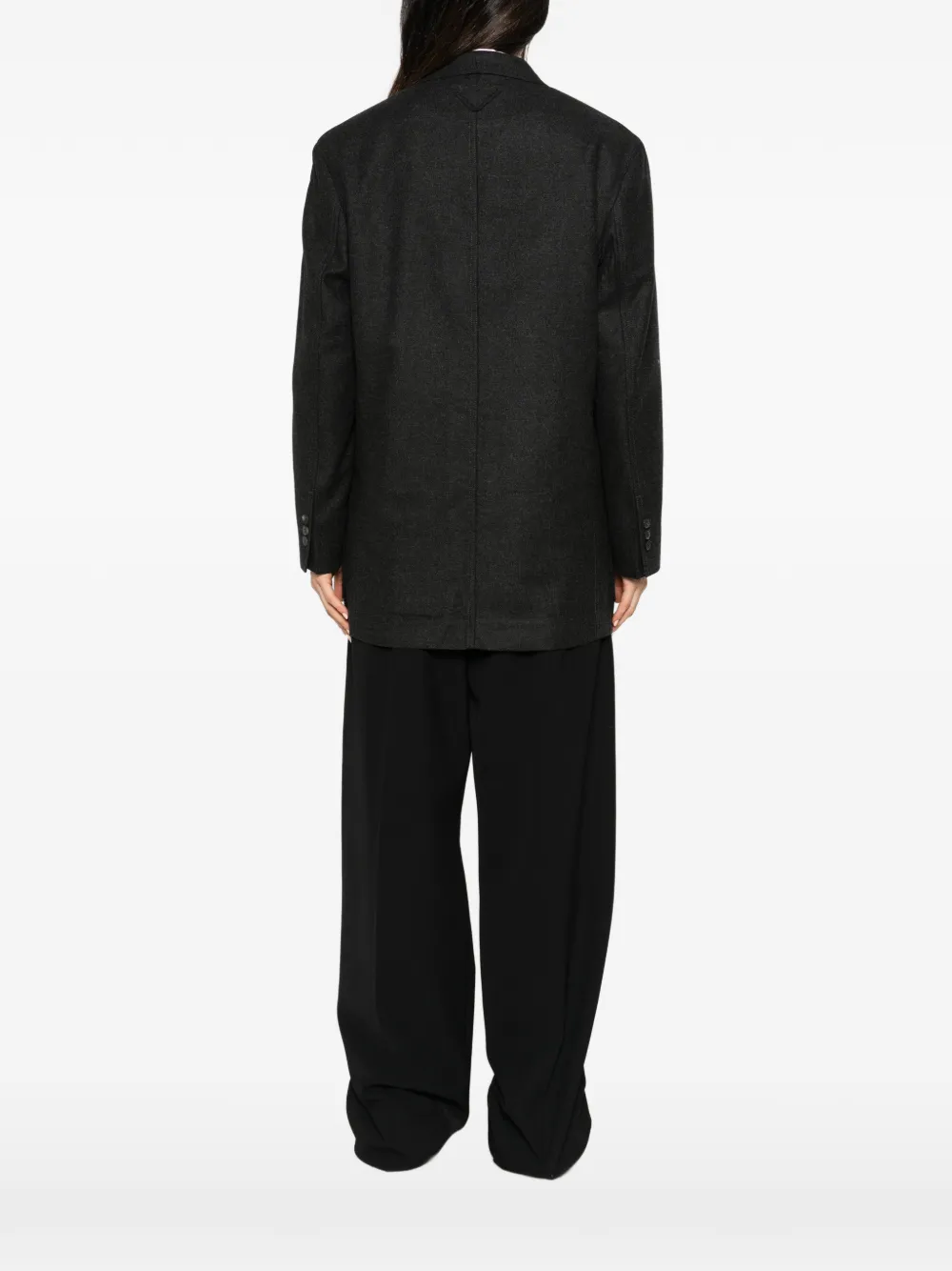 Prada logo-stitch single-breasted blazer Grijs