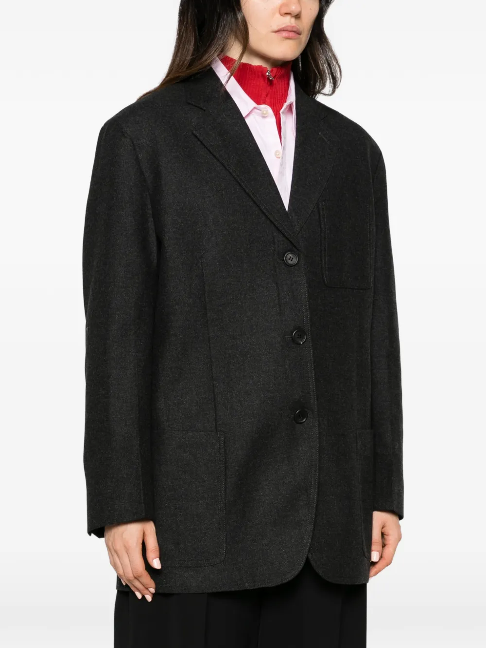 Prada logo-stitch single-breasted blazer Grijs