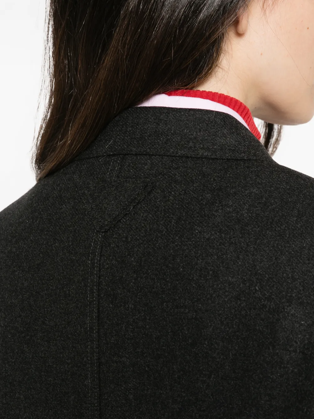 Prada logo-stitch single-breasted blazer Grijs