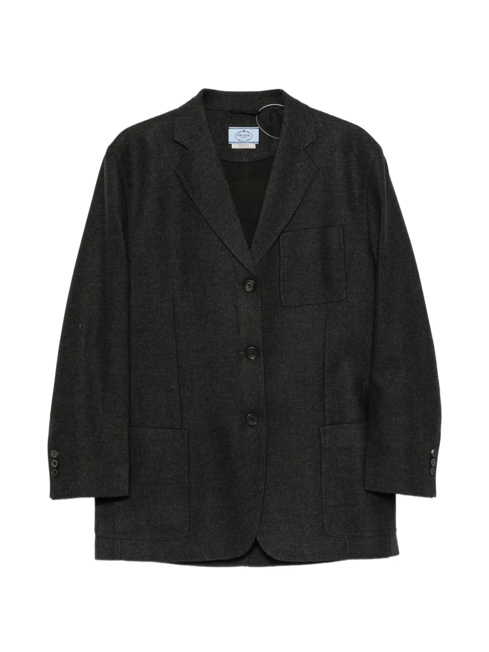 Prada logo-stitch single-breasted blazer Grijs