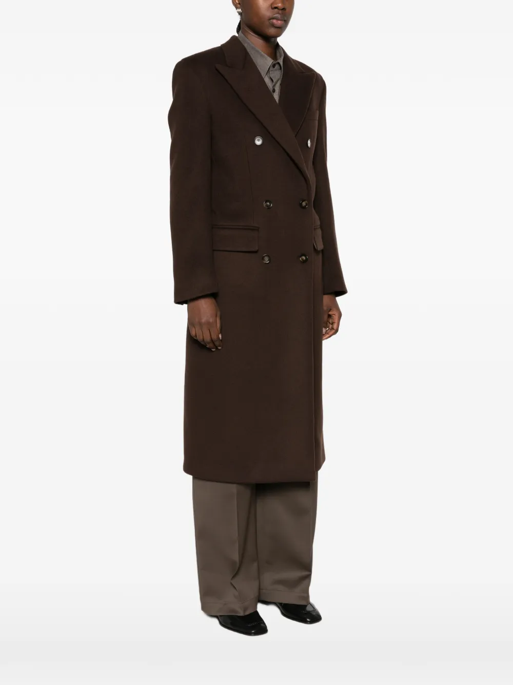 Stella McCartney double-breasted peaked-lapel coat Bruin