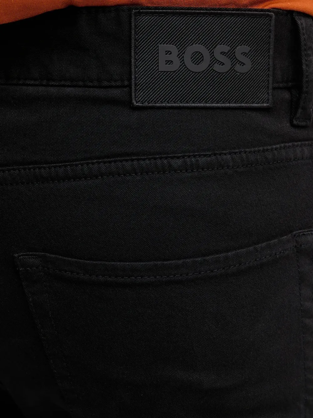 BOSS Delaware slim-fit trousers in stretch-cotton gabardine Zwart