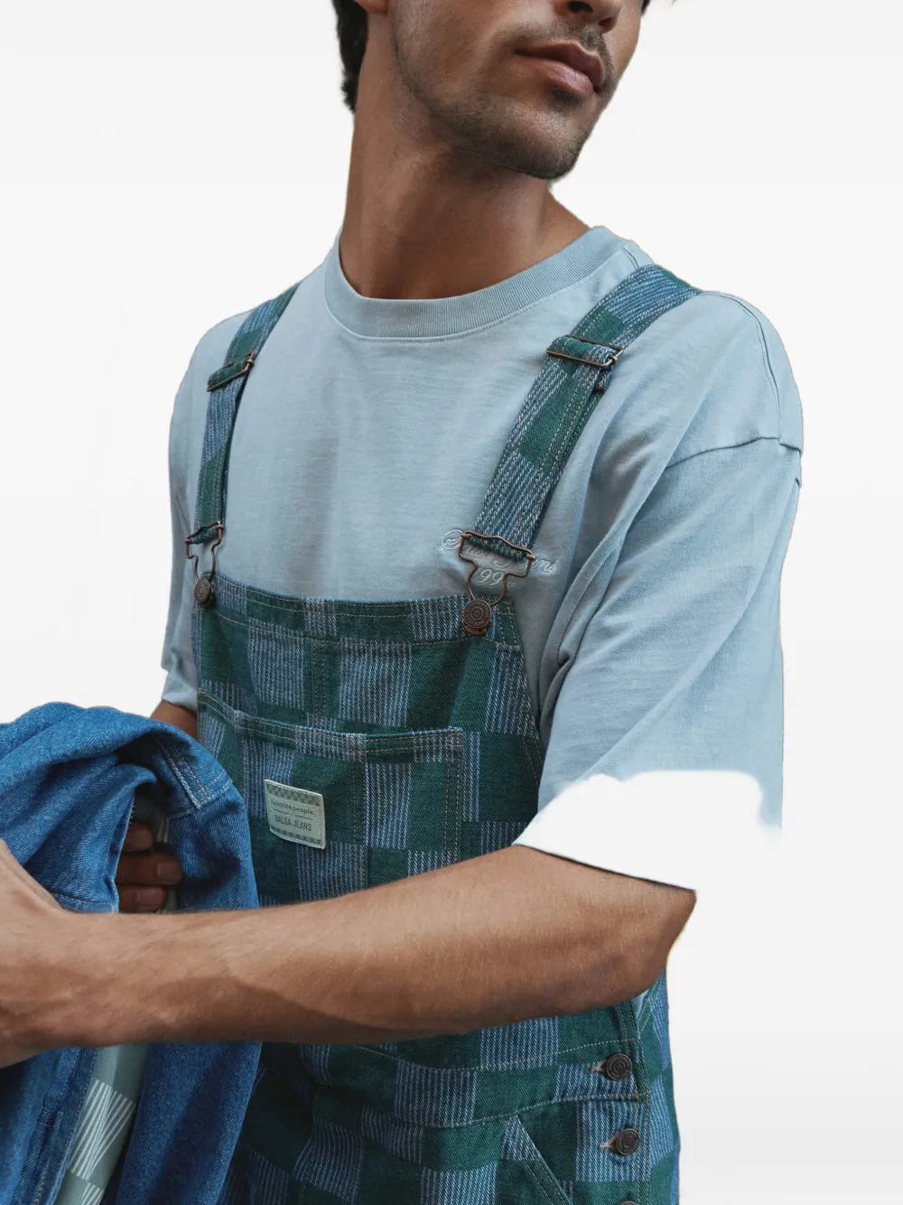 Favorite People x Salsa Jeans check-print dungarees - Grün