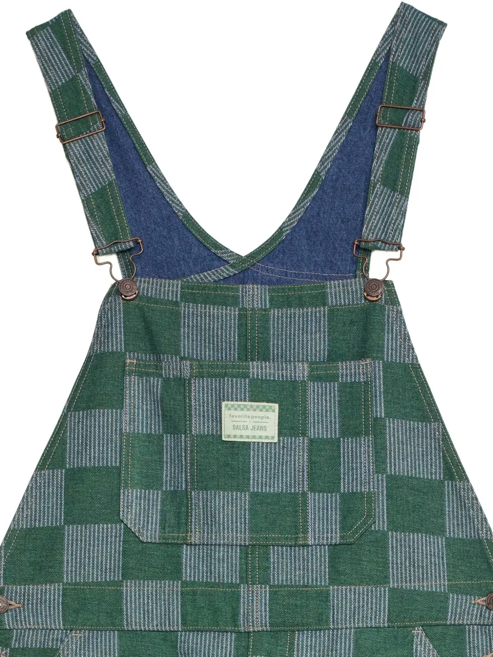 Favorite People x Salsa Jeans check-print dungarees Groen