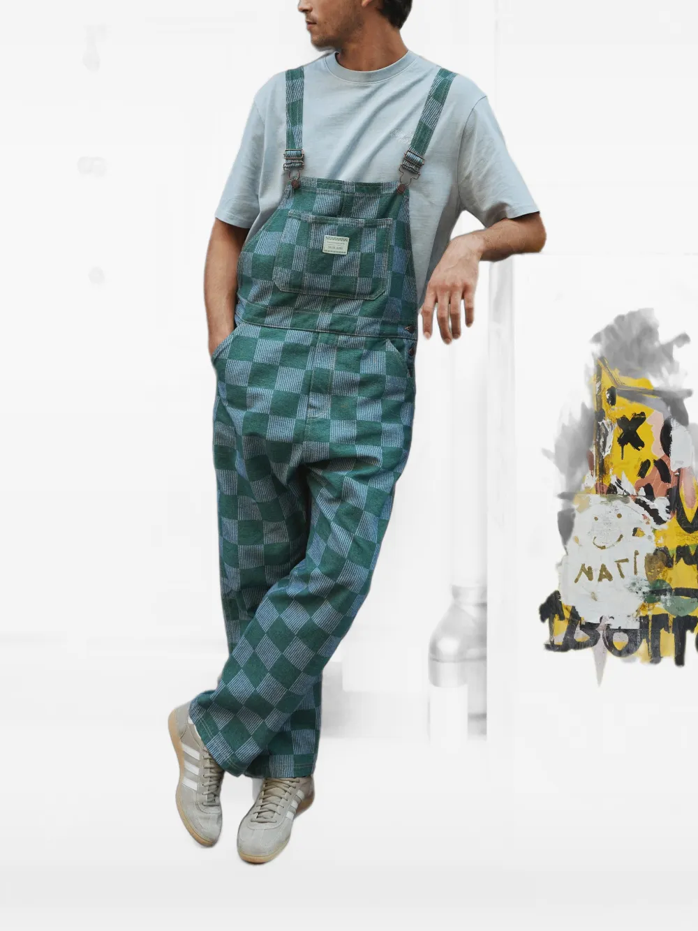 Favorite People x Salsa Jeans check-print dungarees Groen