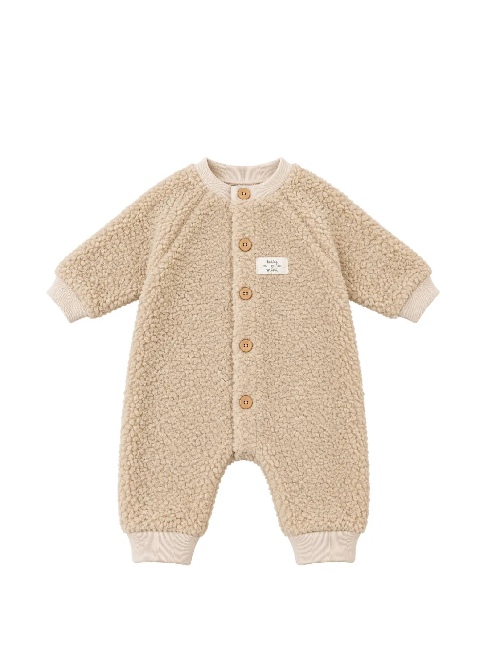 TEDDY & MINOU button-up logo-patch romper - Tons neutres TEDDY & MINOU button-up logo-patch romper - Tons neutres