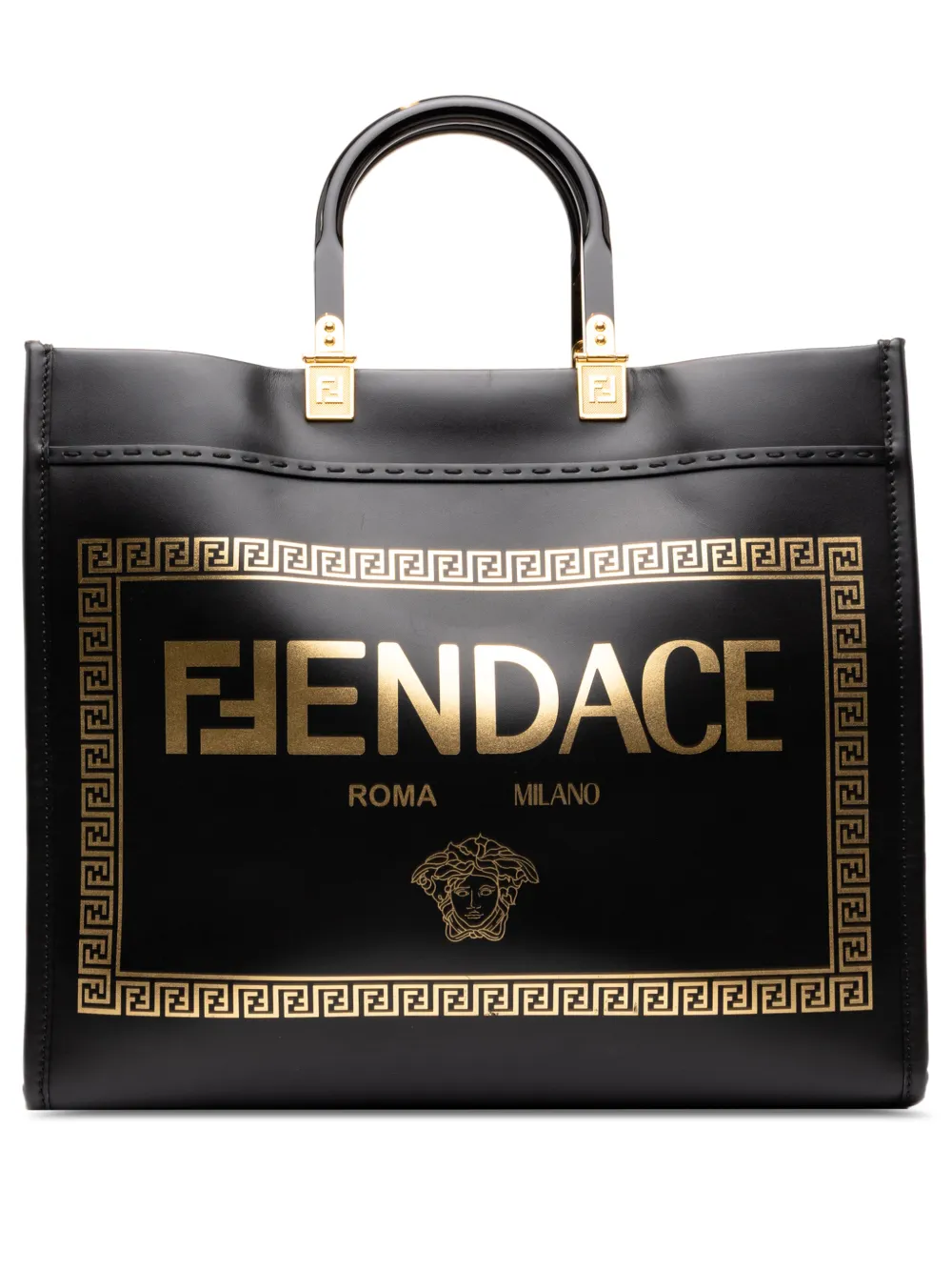 Fendi Pre-Owned 2010-2026 Versace Fendace Medium Calfskin Sunshine Shopper Tote satchel - Schwarz