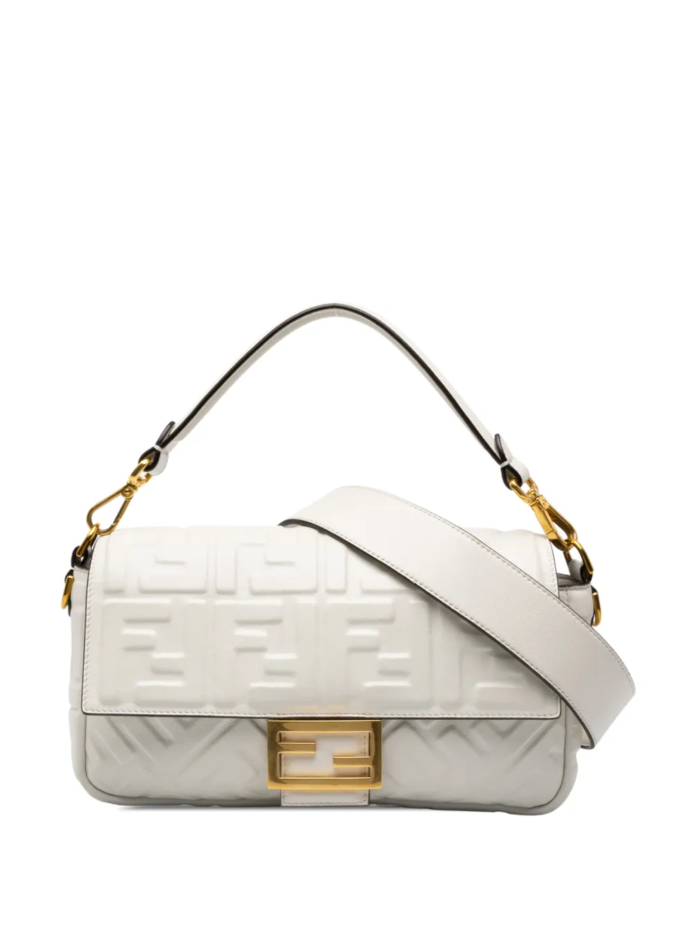 Fendi Pre-Owned 2010-2026 Zucca Embossed Leather Baguette satchel - Weiß