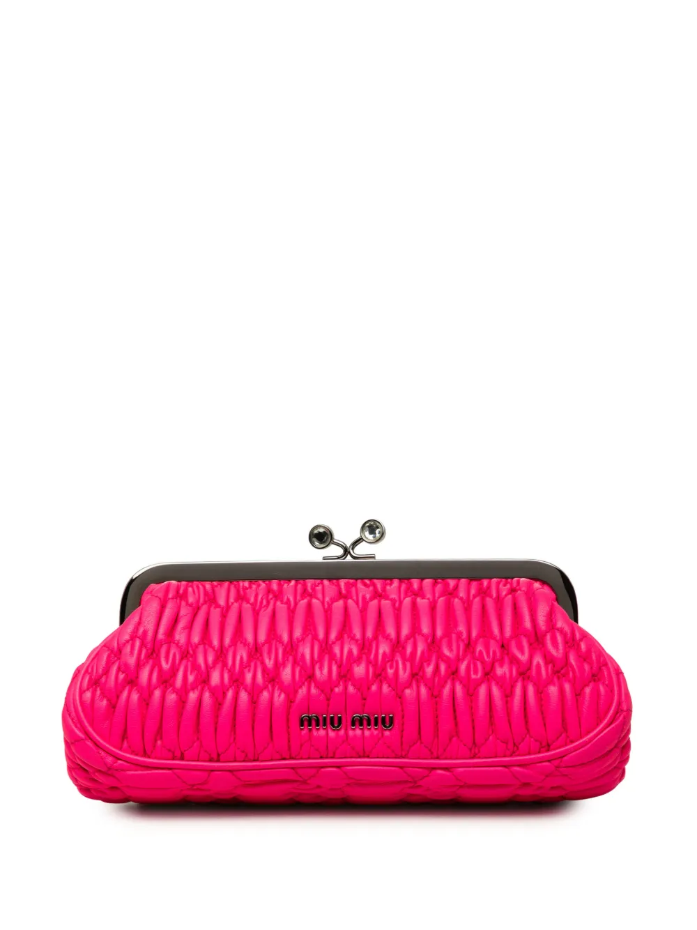 Miu Miu Pre-Owned 2010-2026 Matelasse Nappa Kiss Lock Frame clutch bag - Rosa
