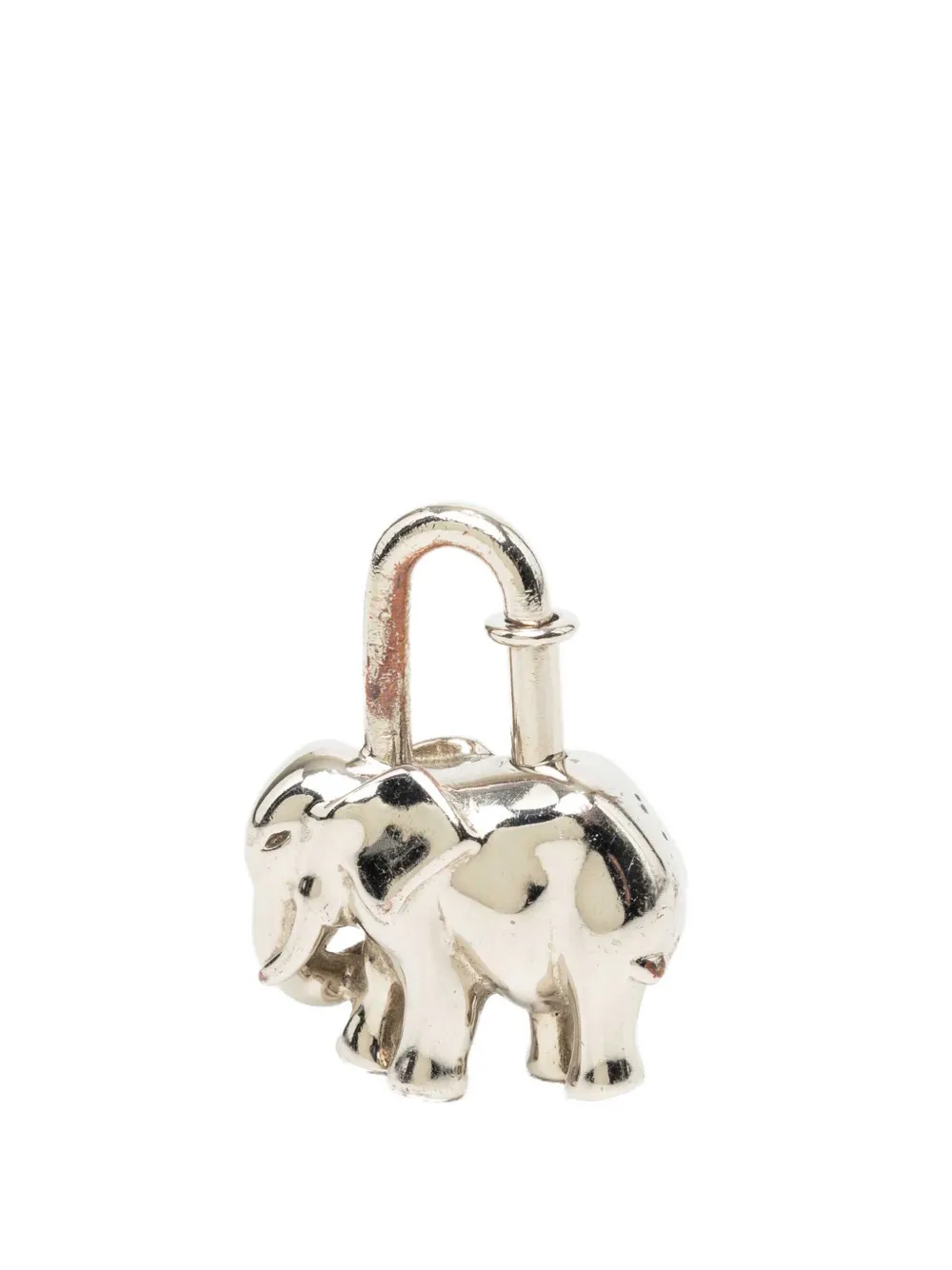 Hermès Pre-Owned 1997 Palladium Plated Elephant Cadena Lock Charm key chain - Silber