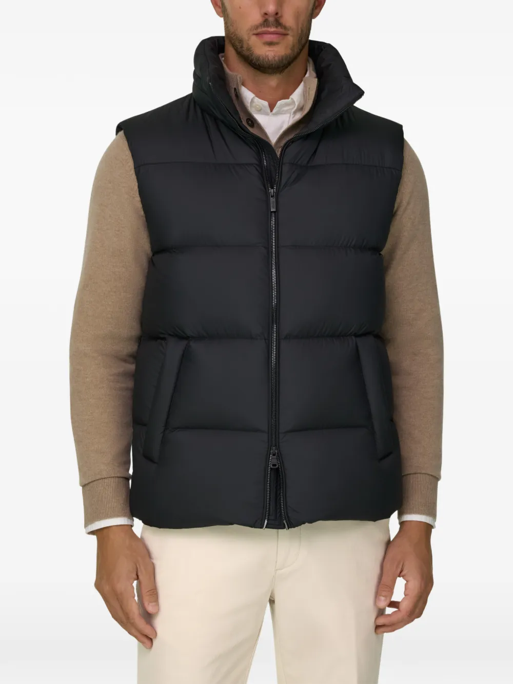 Boggi Milano gilet in goose down technical fabric Zwart