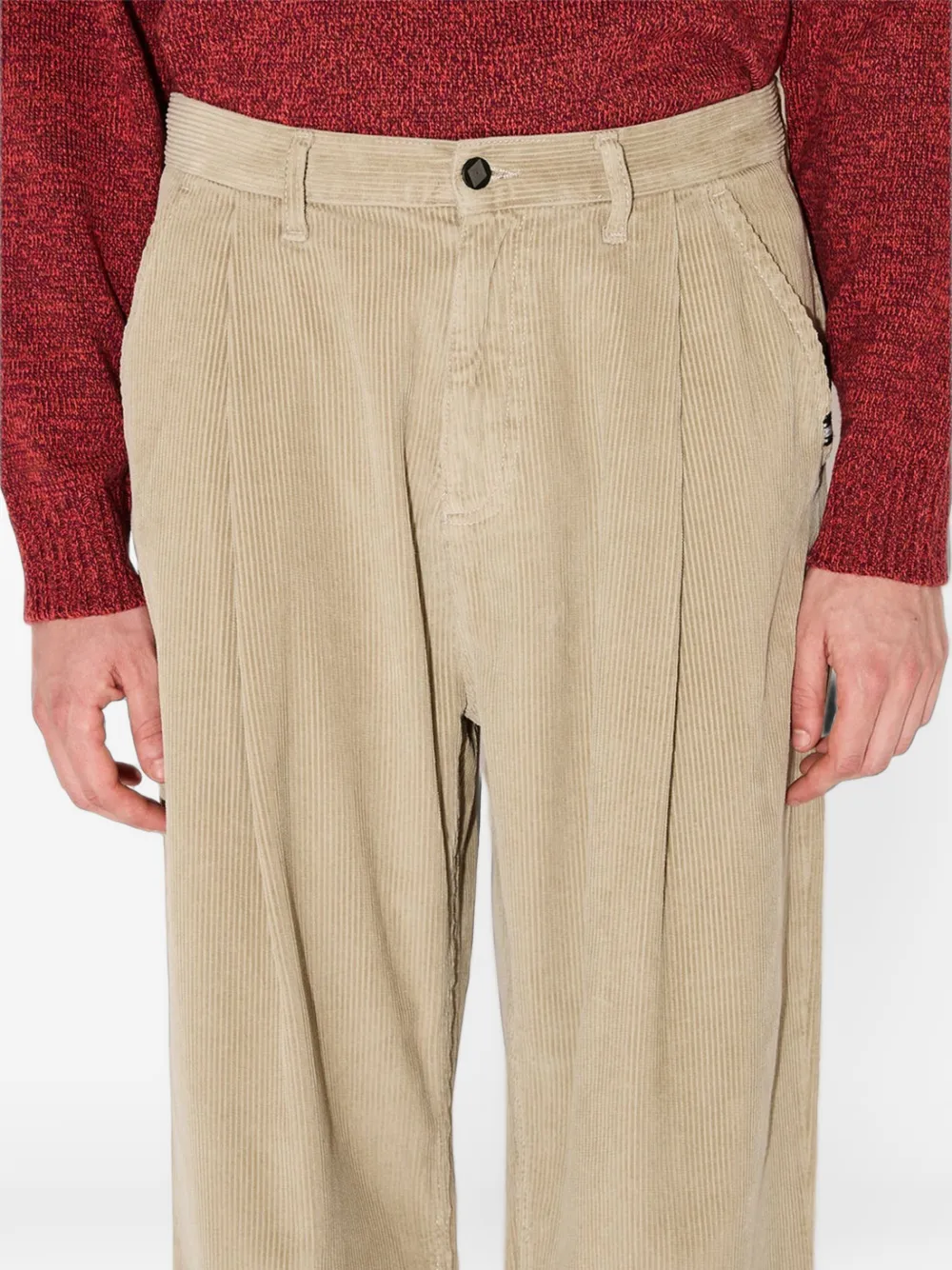 AMISH pleated corduroy trousers Beige
