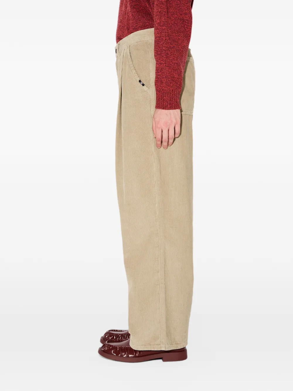 AMISH pleated corduroy trousers Beige