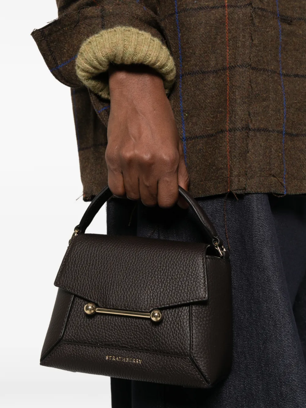 Strathberry nano Mosaic leather tote bag Bruin