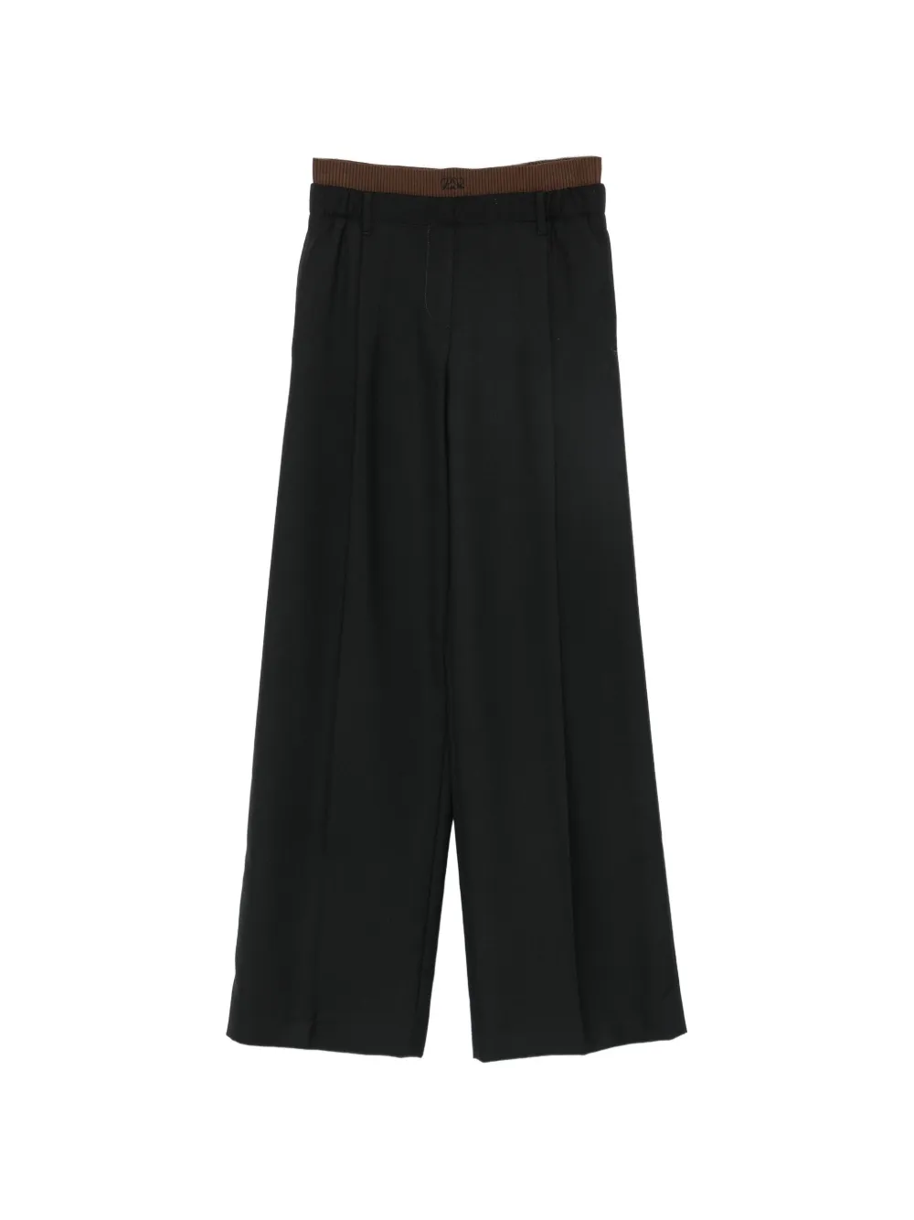 LOEWE logo-waistband pleated trousers Zwart