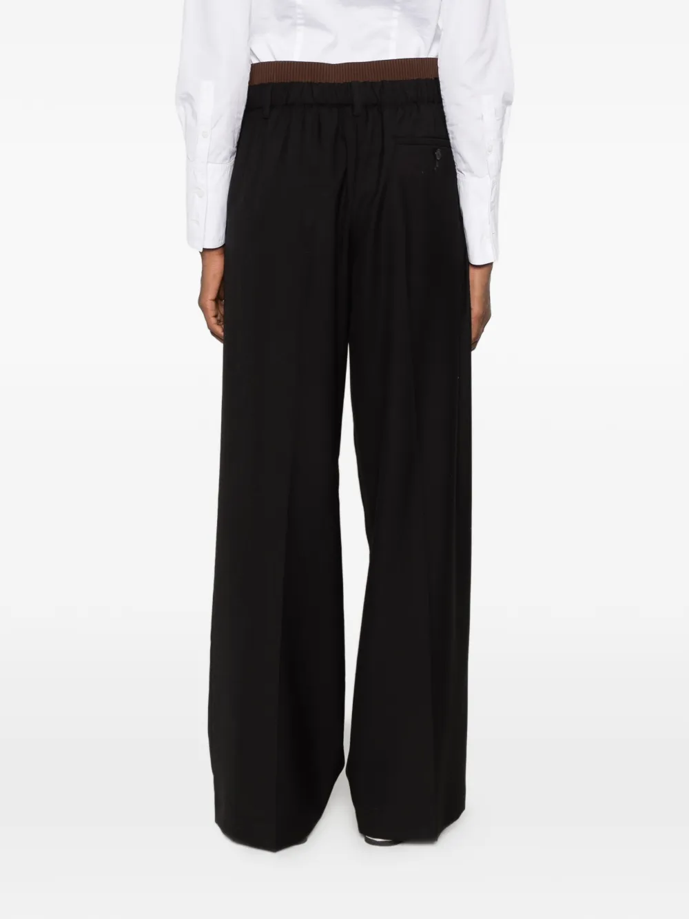 LOEWE logo-waistband pleated trousers Zwart