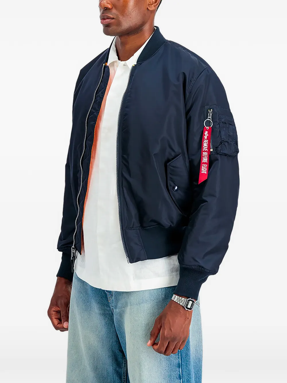 Alpha Industries MA-1 Heritage zip-up bomber jacket Blauw