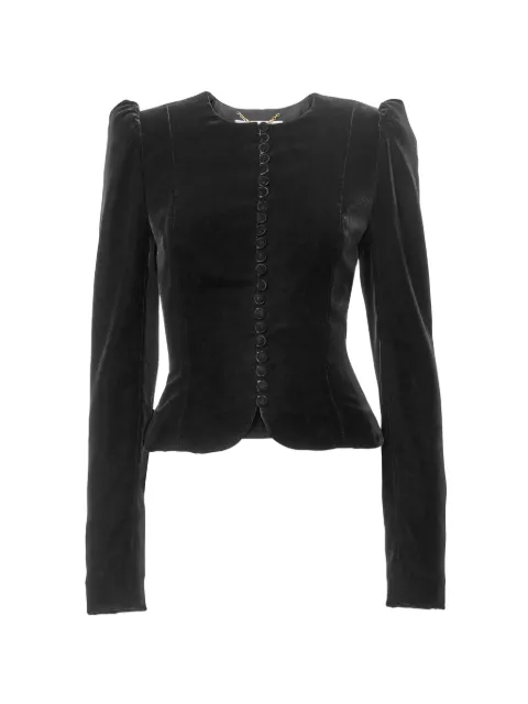 Carolina Herrera button-up cropped velvet fitted jacket