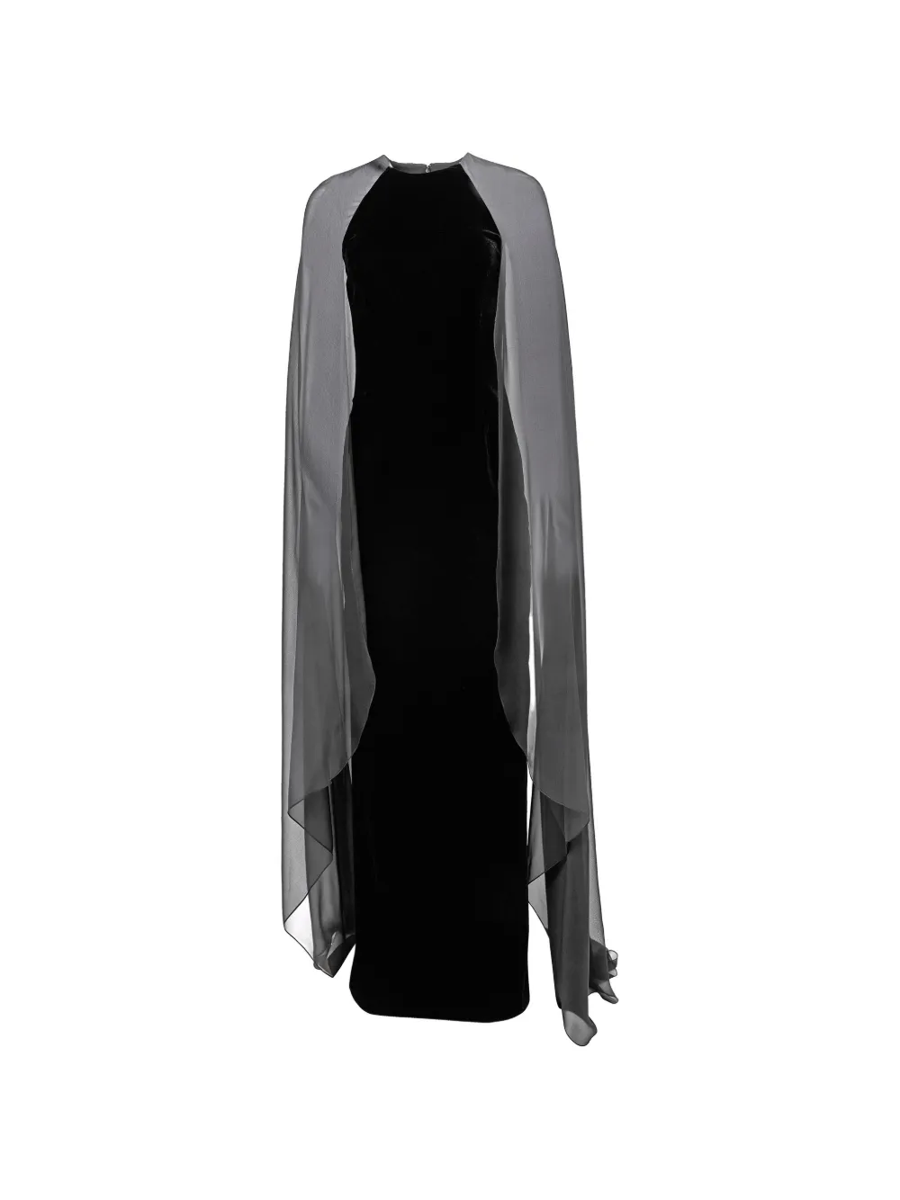 Carolina Herrera velvet cape-overlay fitted maxi gown dress - Black