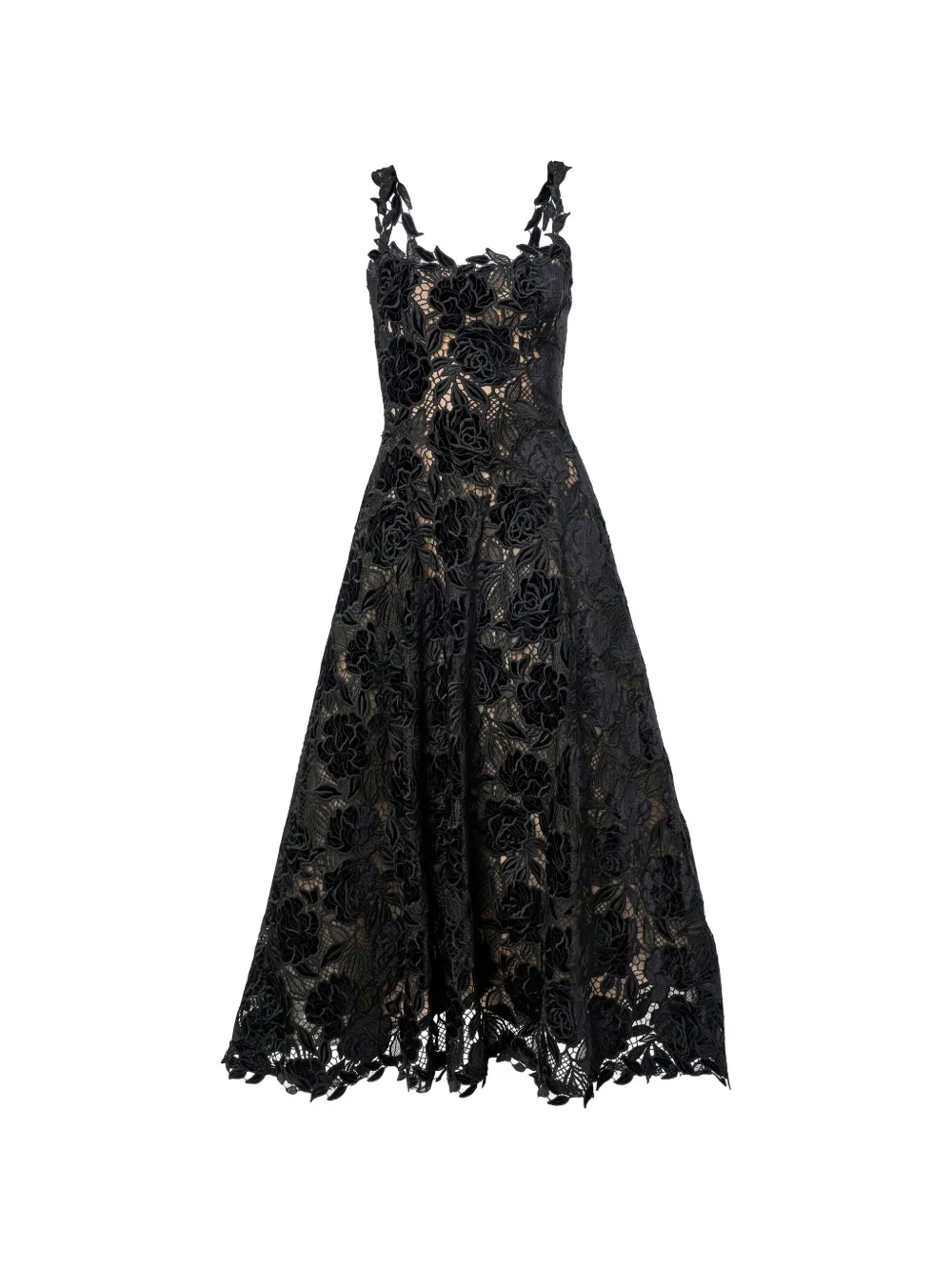 Carolina Herrera Abito midi svasato smanicato - Nero