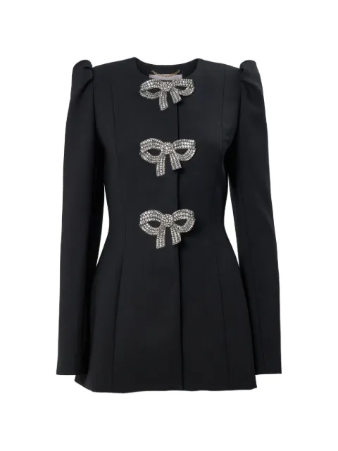 Carolina Herrera crystal-embroidered bow fitted jacket