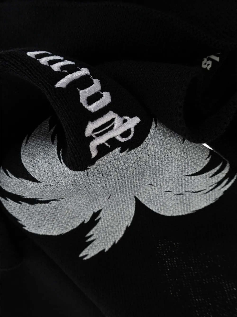 Palm Angels logo-embroidered palm-tree scarf Zwart