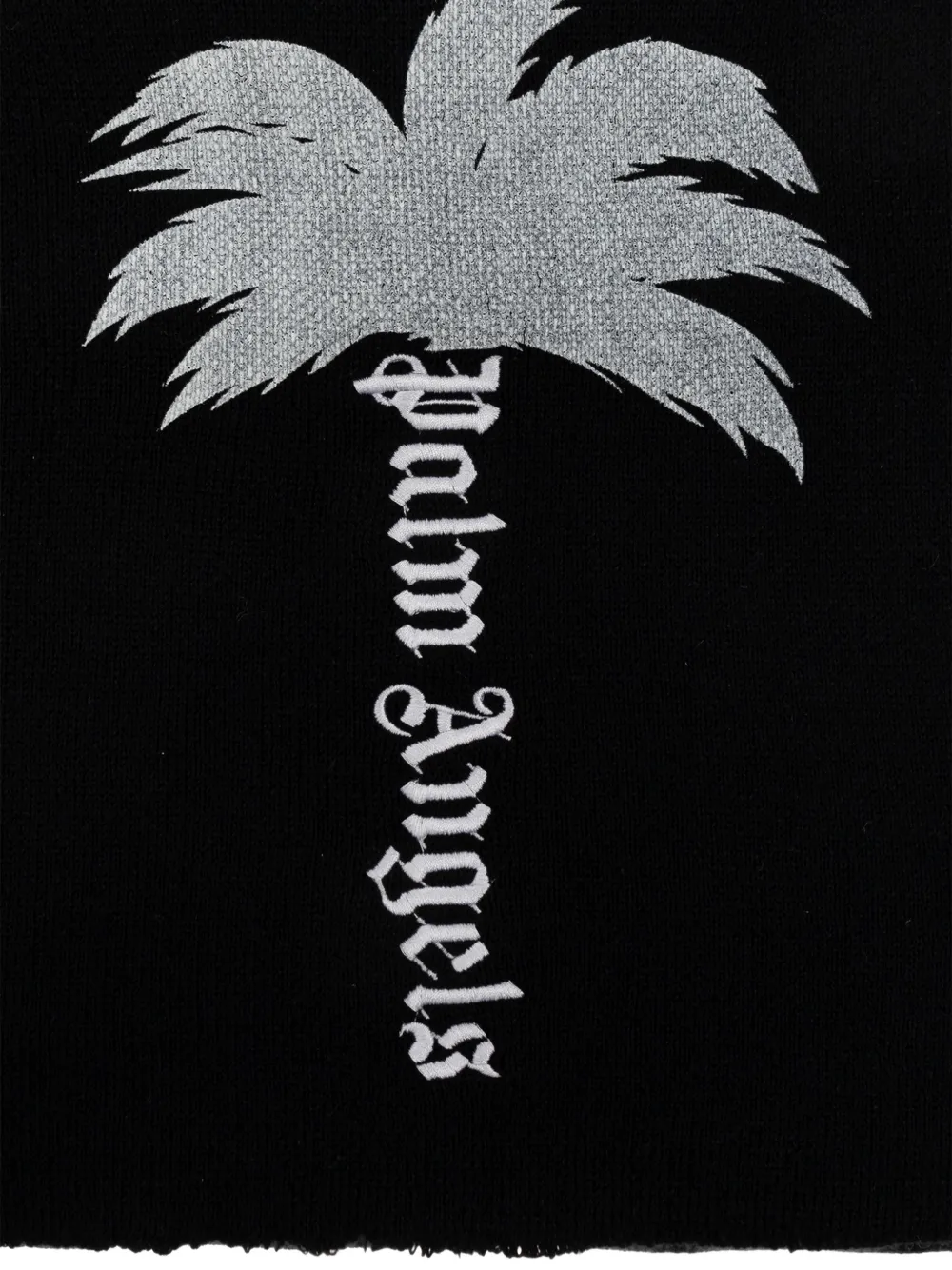 Palm Angels logo-embroidered palm-tree scarf Zwart