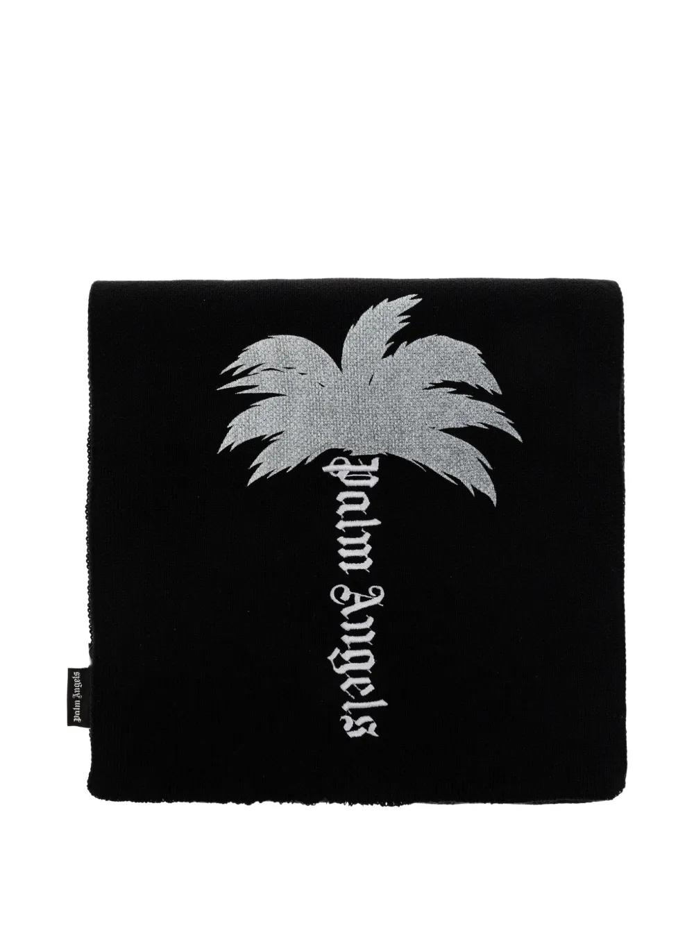 Palm Angels logo-embroidered palm-tree scarf Zwart