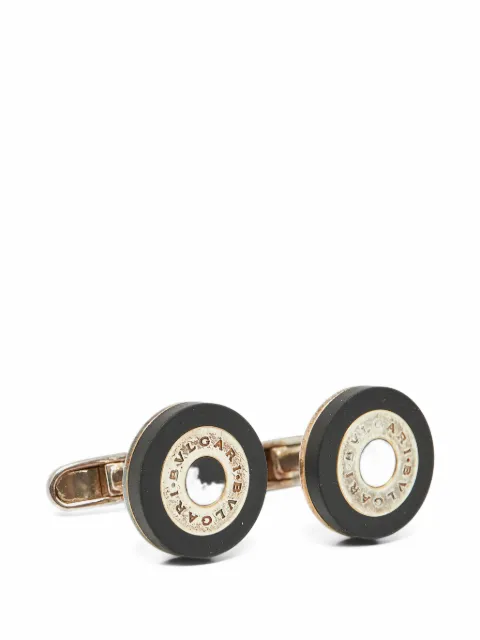 Bvlgari Pre-Owned logo-engraved circular cufflinks