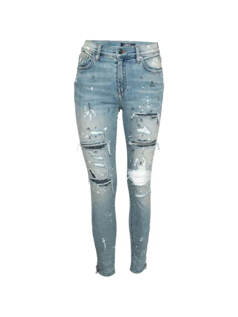 AMIRI distressed crystal-embellished skinny jeans
