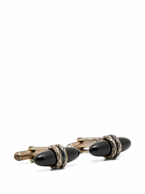 Bottega Veneta Pre-Owned Intrecciato onyx cufflinks