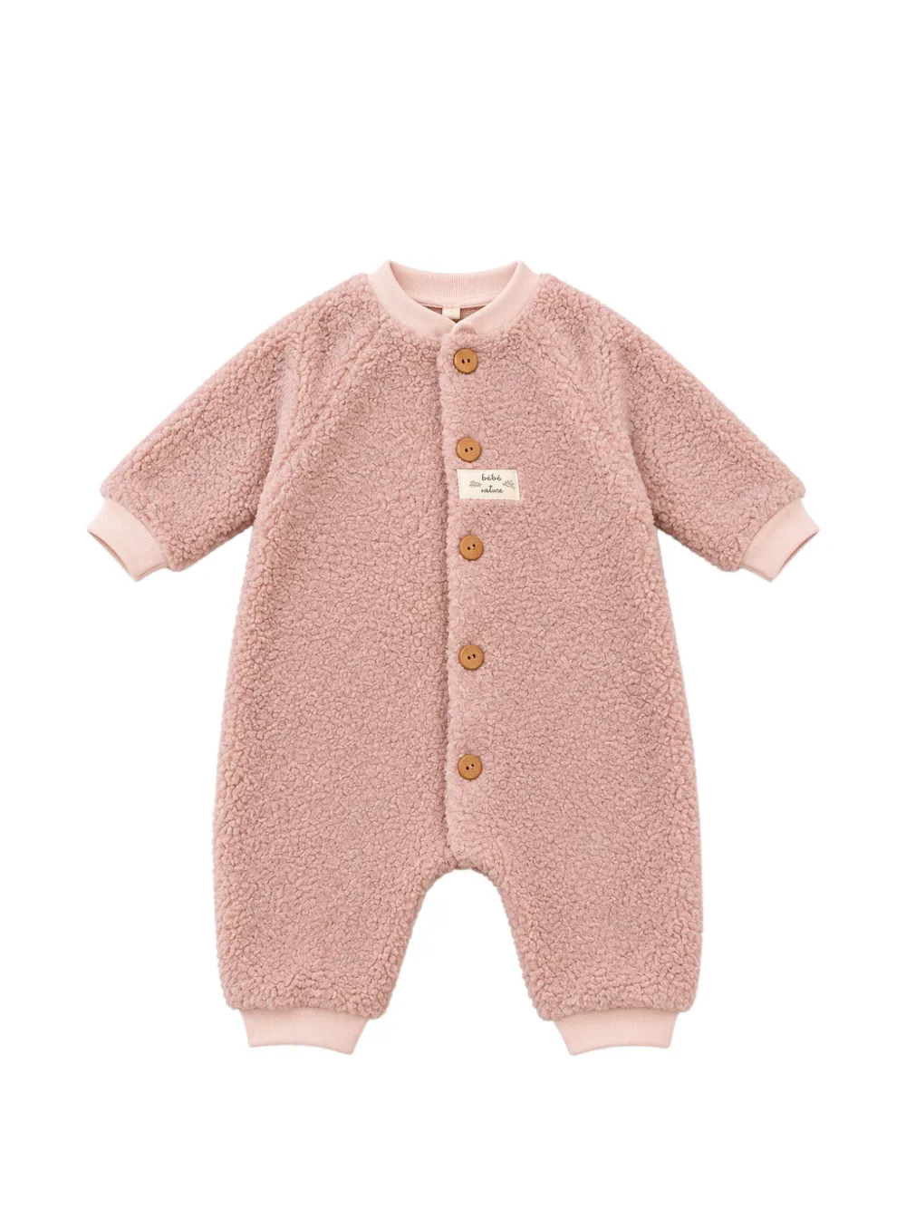 TEDDY & MINOU fleece-texture logo-patch romper - Rose TEDDY & MINOU fleece-texture logo-patch romper - Rose