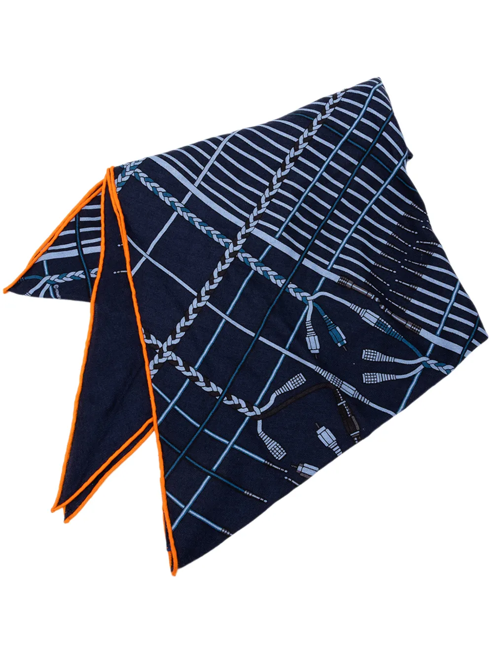 Hermès Pre-Owned 2000-2026 Unplugged Fringed Cashmere Silk Scarf 90 scarves - Blau