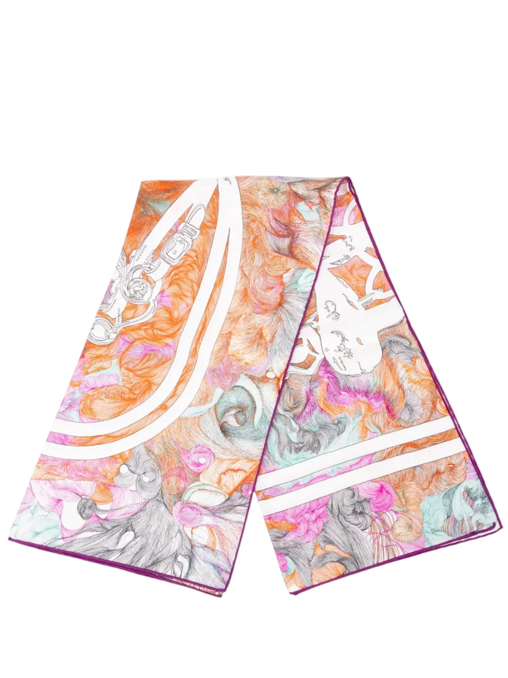 Hermès Pre-Owned 2000-2026 Brides de Gala Finesse Silk Scarf 90 scarves - Violett