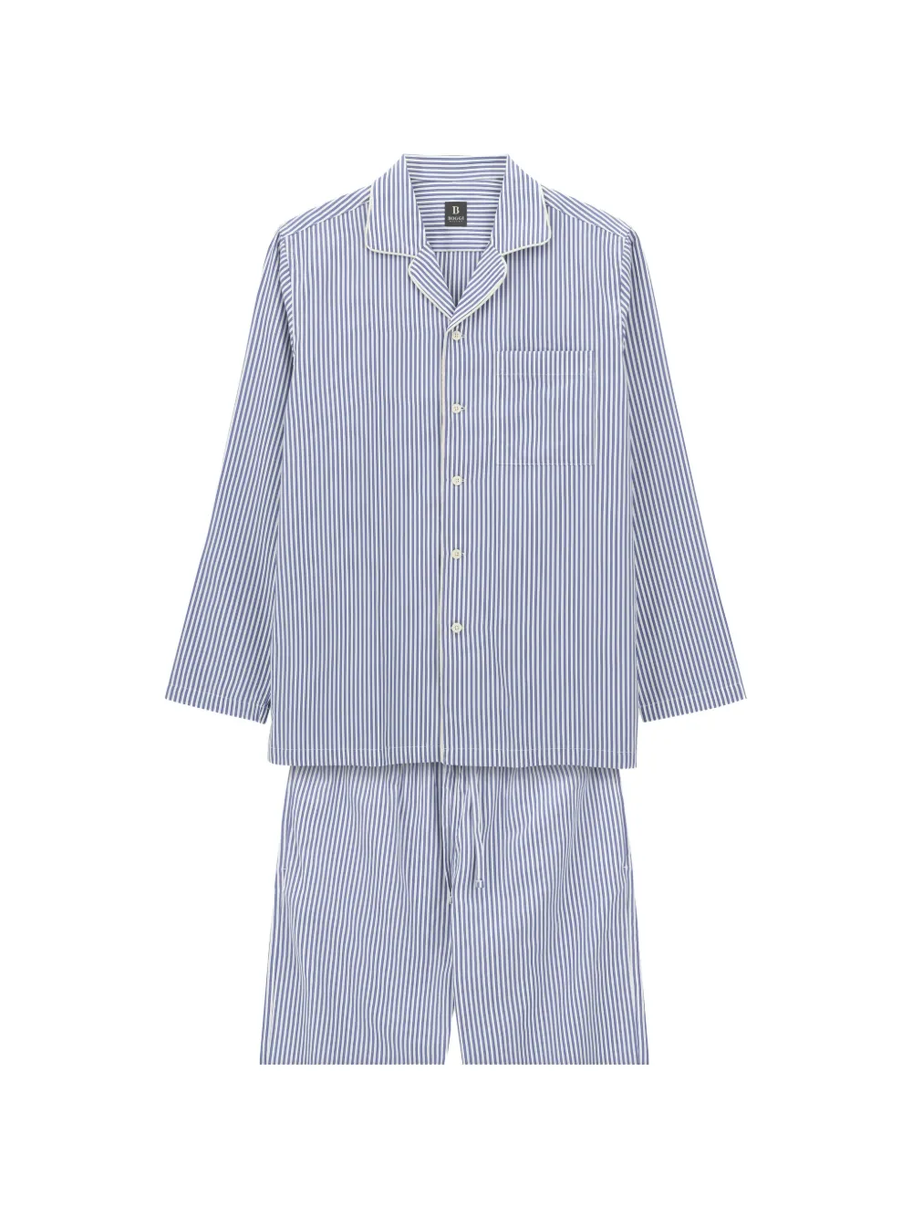 Boggi Milano pajamas pinstripe cotton poplin - Blau