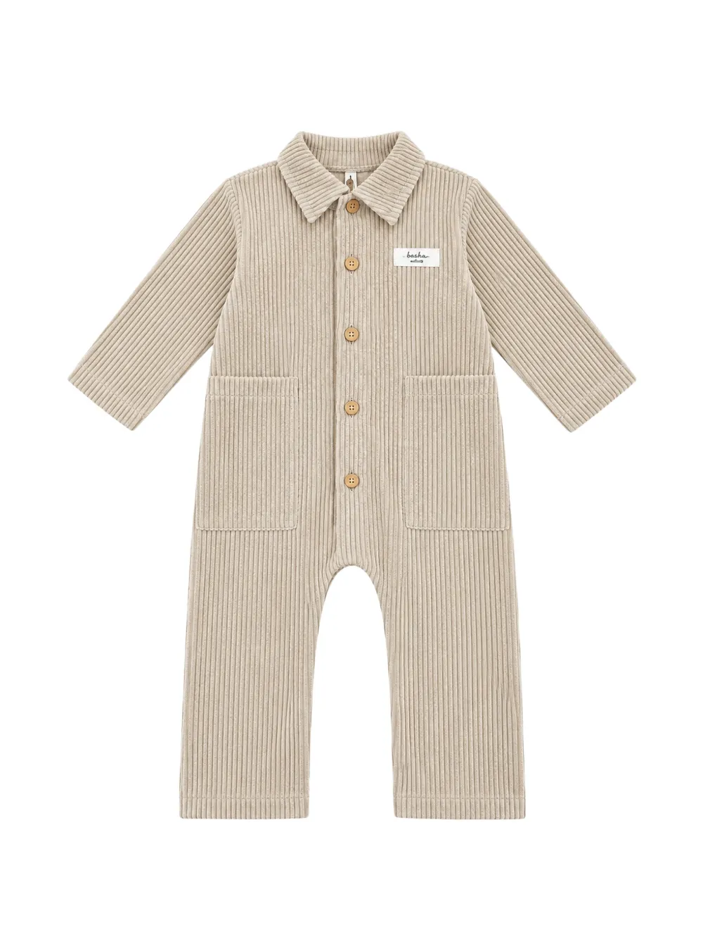 TEDDY & MINOU ribbed-knit logo-patch romper - Tons neutres TEDDY & MINOU ribbed-knit logo-patch romper - Tons neutres