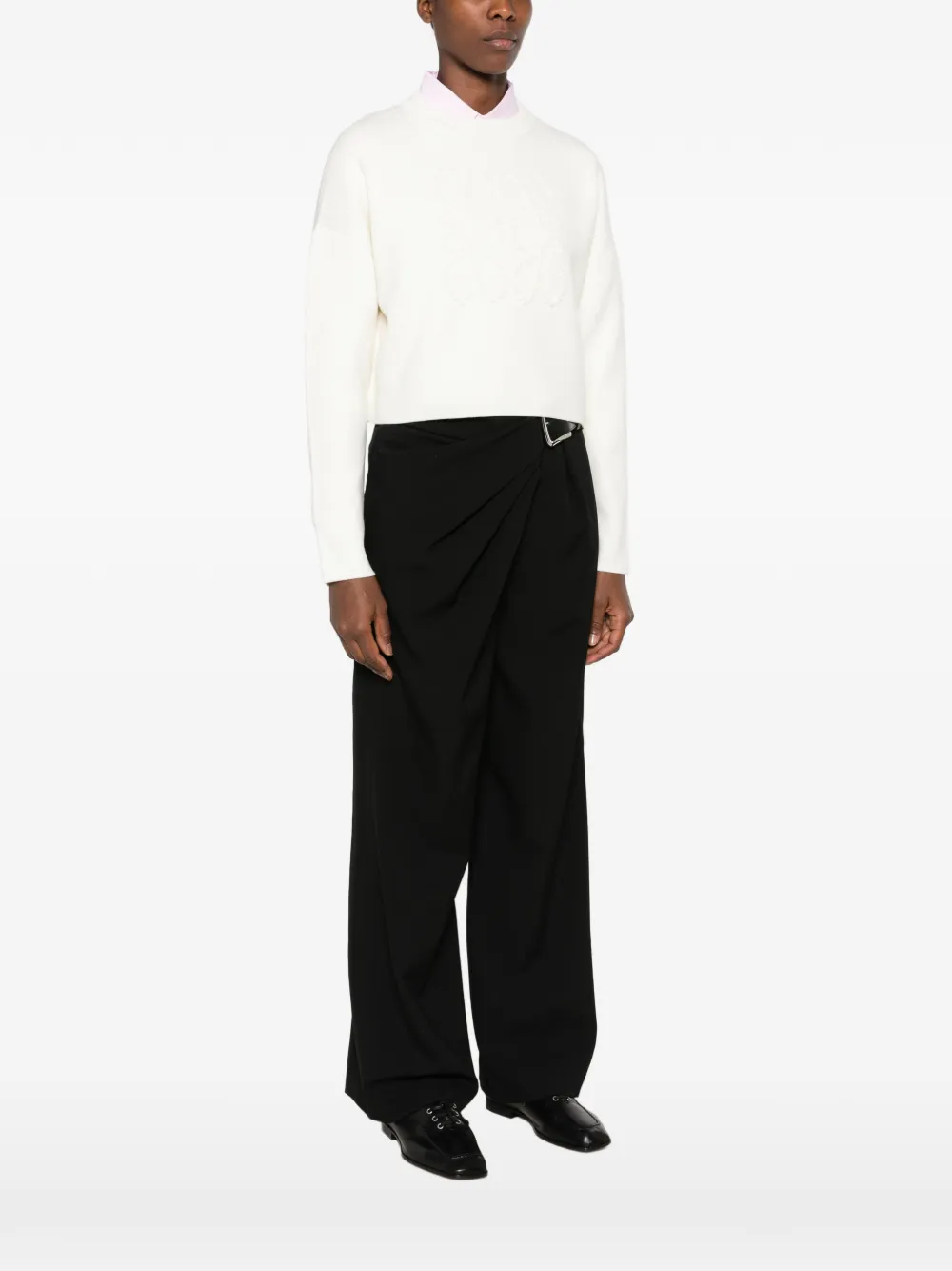 LOEWE Anagram-motif cropped sweater Beige