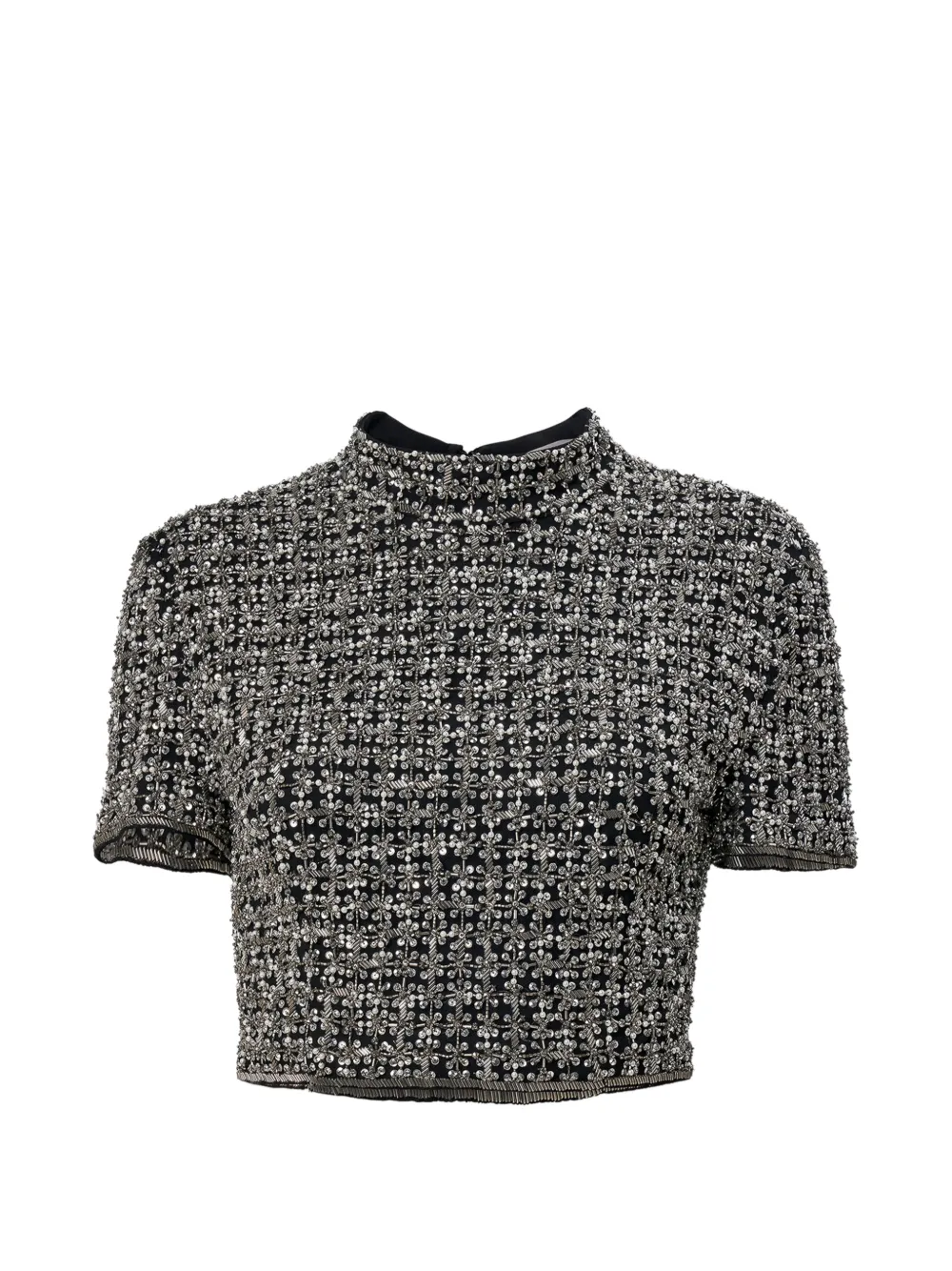 Carolina Herrera Blusa crop con ricamo metallizzato - Nero
