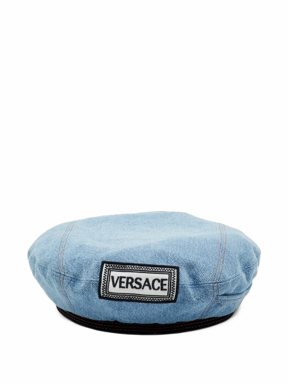 Versace Pre-Owned logo-patch beret - Blu