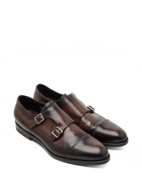 Santoni double-strap leather monk shoes
