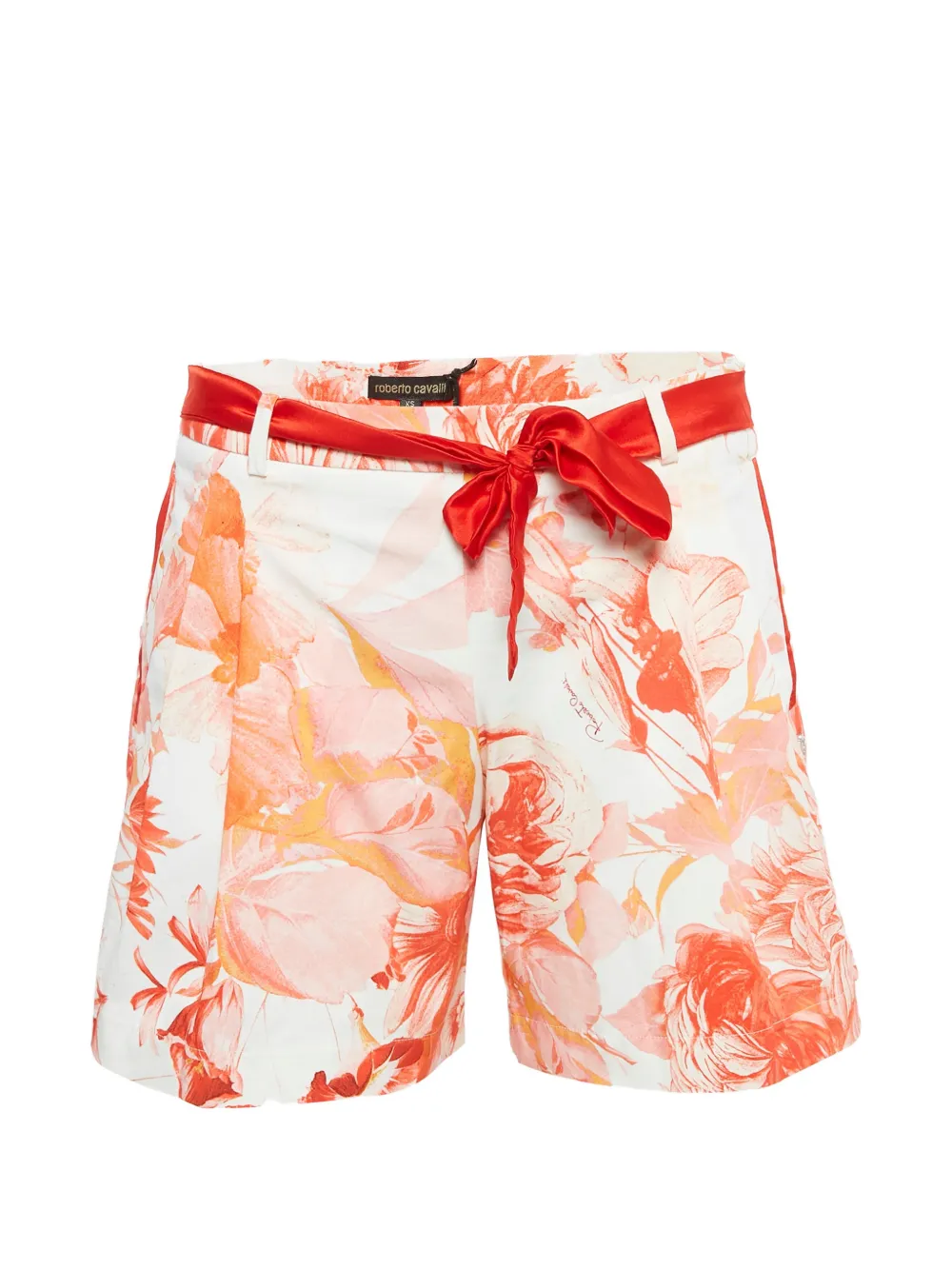 Roberto Cavalli Vintage bermuda noué à fleurs - Blanc